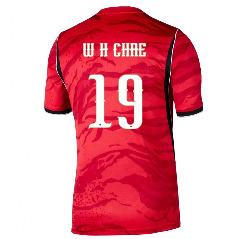 Danxenキッズ韓国Hyun-Woo Chae#19赤 白 黒ホームシャツ26-28ジャージーユニフォーム