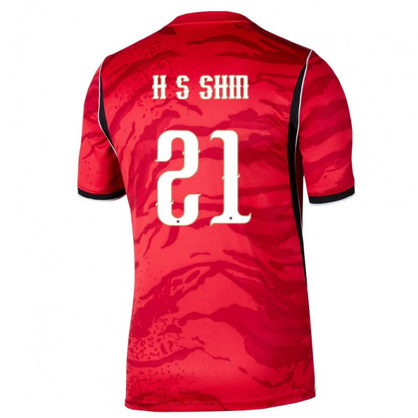 Danxenキッズ韓国Song-Hoon Shin#21赤 白 黒ホームシャツ26-28ジャージーユニフォーム