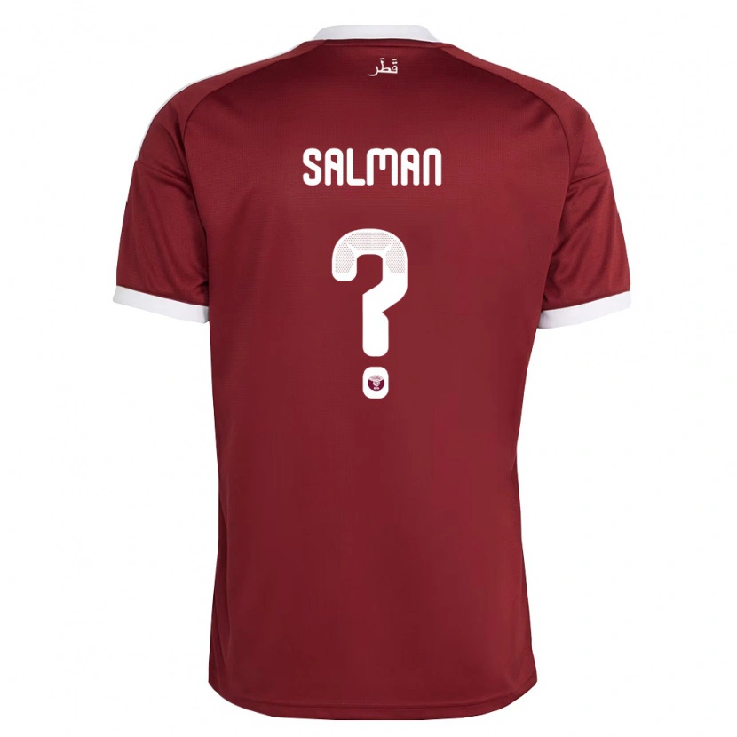 DanxenキッズカタールYoussef Salman#0赤 バーガンディ 白ホームシャツ26-28ジャージーユニフォーム