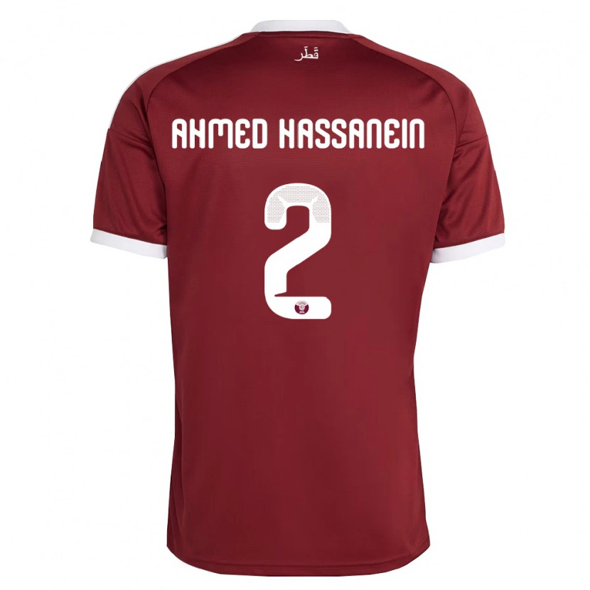 DanxenキッズカタールSeif Hassanein#2赤 バーガンディ 白ホームシャツ26-28ジャージーユニフォーム