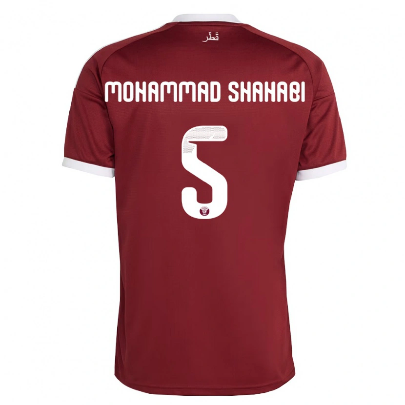 DanxenキッズカタールAli Mohammad Shahabi#5赤 バーガンディ 白ホームシャツ26-28ジャージーユニフォーム