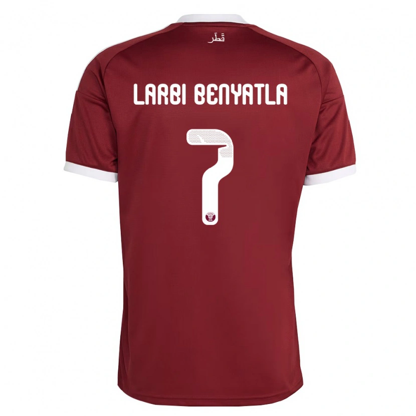 DanxenキッズカタールDhiaeddine Larbi Benyatla#7赤 バーガンディ 白ホームシャツ26-28ジャージーユニフォーム
