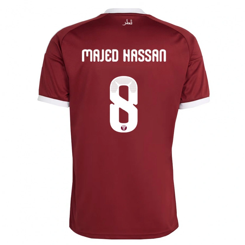DanxenキッズカタールMalik Hassan#8赤 バーガンディ 白ホームシャツ26-28ジャージーユニフォーム