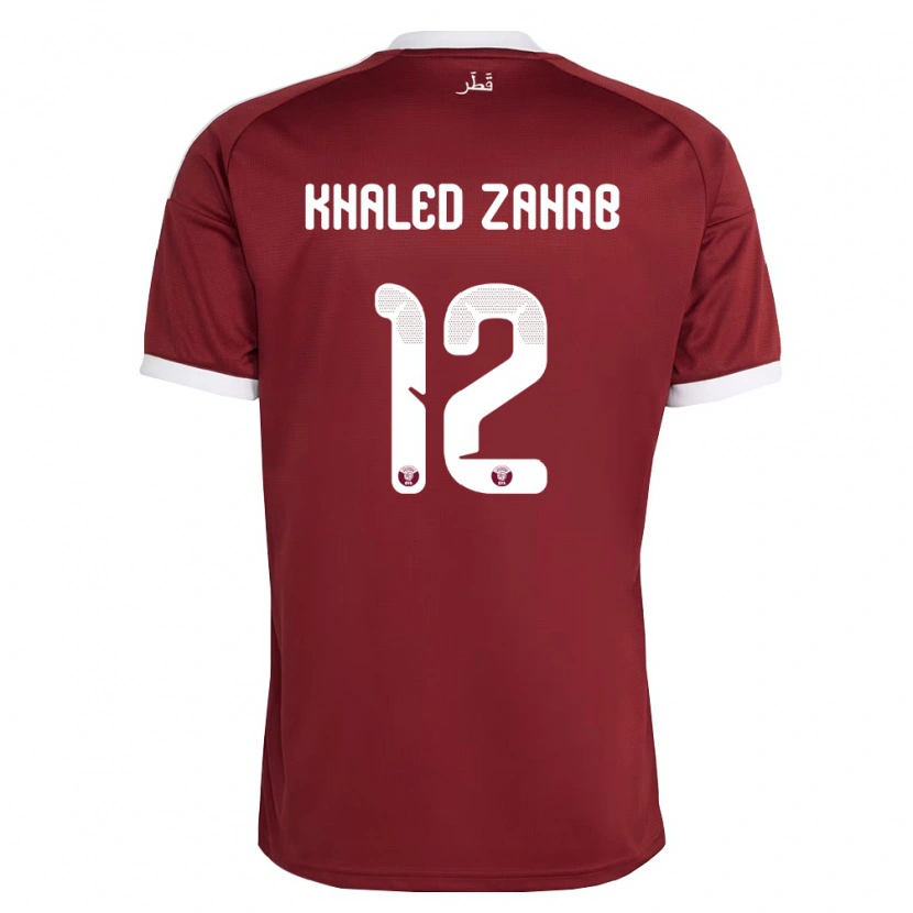 DanxenキッズカタールAbdelrahman Zahab#12赤 バーガンディ 白ホームシャツ26-28ジャージーユニフォーム