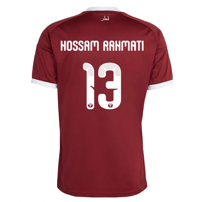 DanxenキッズカタールKhaled Hossam Rahmati#13赤 バーガンディ 白ホームシャツ26-28ジャージーユニフォーム