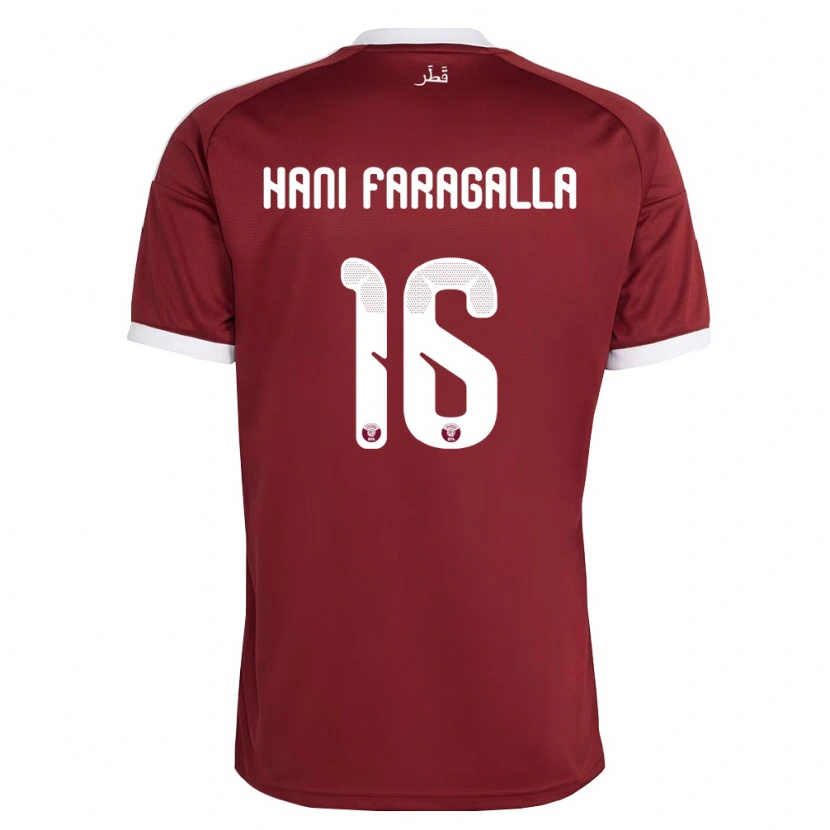 DanxenキッズカタールMohamed Hani Faragalla#16赤 バーガンディ 白ホームシャツ26-28ジャージーユニフォーム