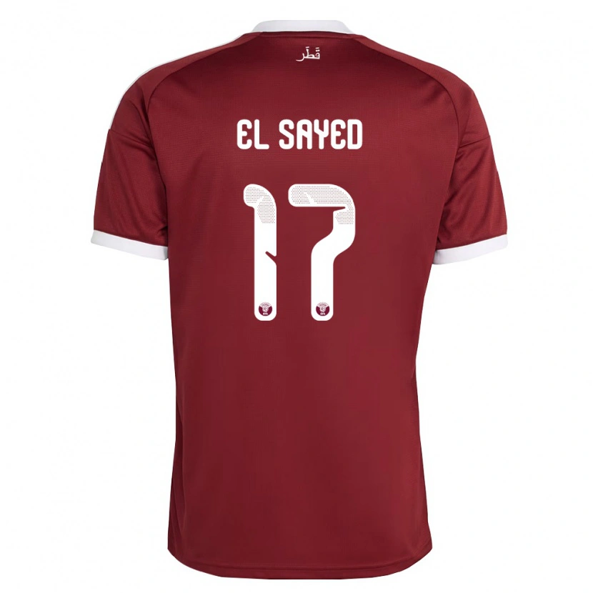 DanxenキッズカタールMostafa El Sayed#17赤 バーガンディ 白ホームシャツ26-28ジャージーユニフォーム