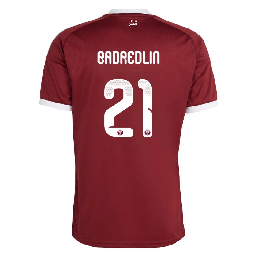 DanxenキッズカタールMarwan Badredlin#21赤 バーガンディ 白ホームシャツ26-28ジャージーユニフォーム