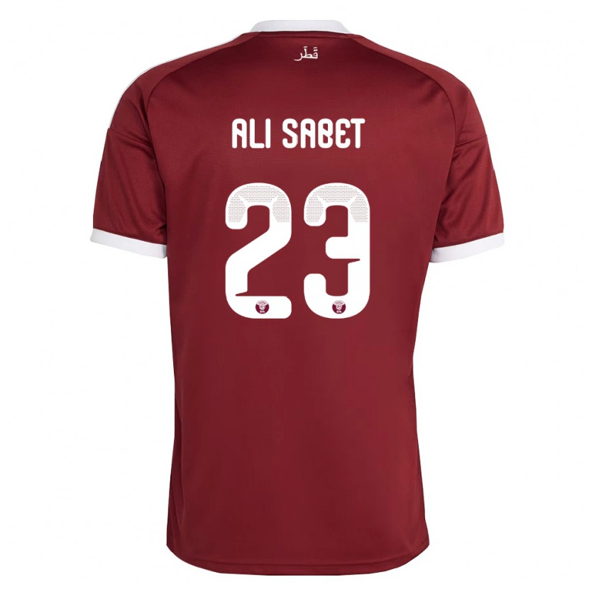 DanxenキッズカタールOmar Ali Sabet#23赤 バーガンディ 白ホームシャツ26-28ジャージーユニフォーム