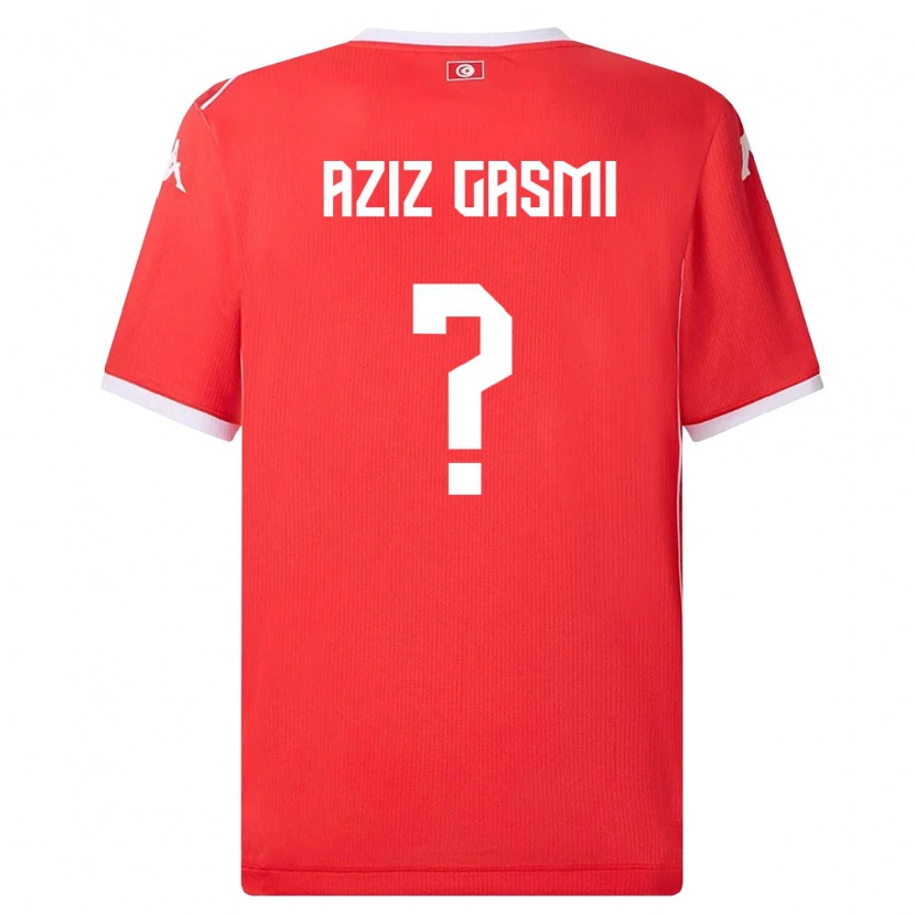 DanxenキッズチュニジアMohamd Aziz Gasmi#0赤 白ホームシャツ26-28ジャージーユニフォーム