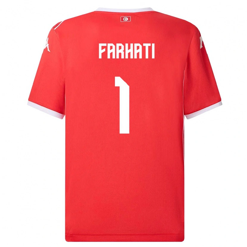 DanxenキッズチュニジアNoureddine Farhati#1赤 白ホームシャツ26-28ジャージーユニフォーム