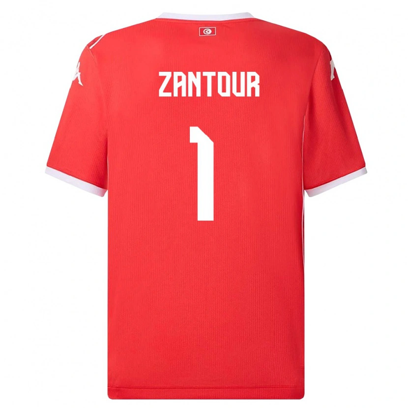 DanxenキッズチュニジアIshak Zantour#1赤 白ホームシャツ26-28ジャージーユニフォーム