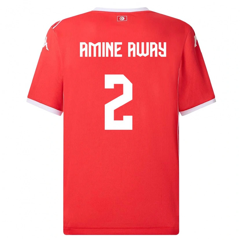 DanxenキッズチュニジアMohamed Amine Away#2赤 白ホームシャツ26-28ジャージーユニフォーム