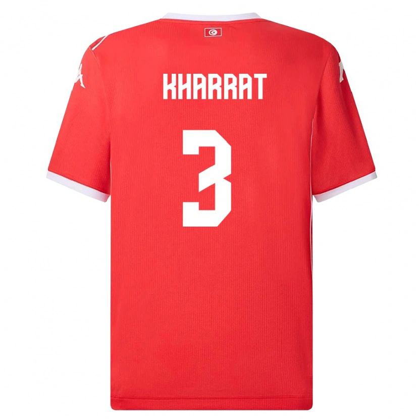 DanxenキッズチュニジアYoussef Kharrat#3赤 白ホームシャツ26-28ジャージーユニフォーム