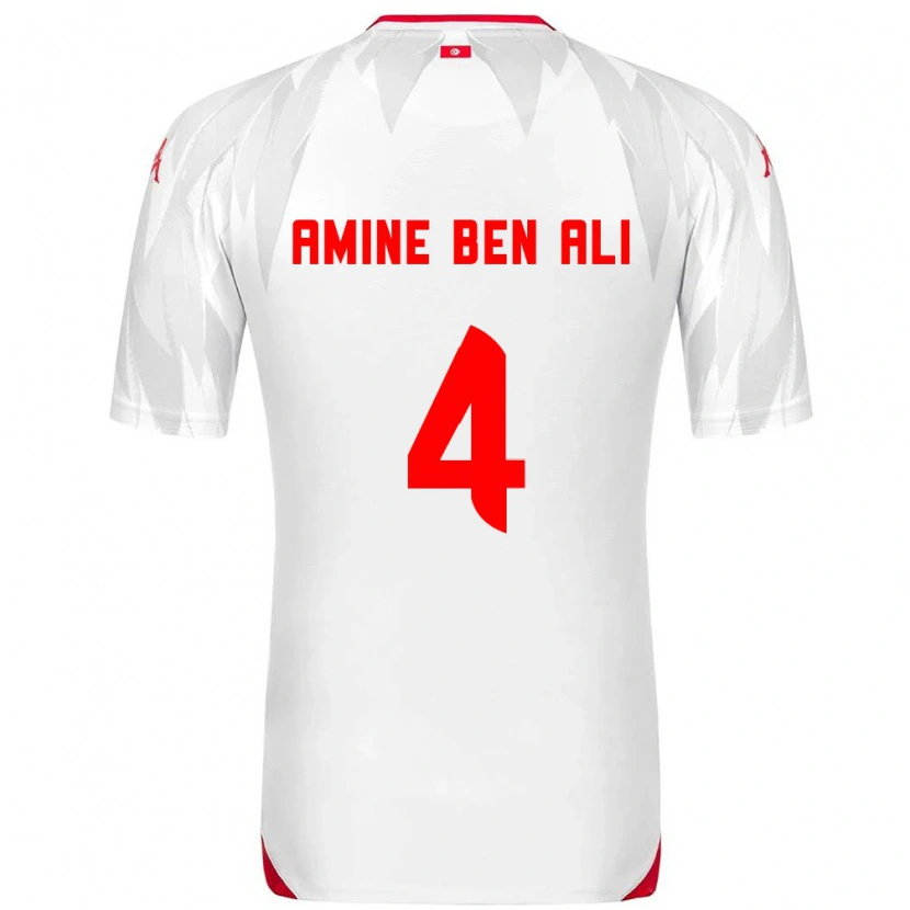 DanxenキッズチュニジアMohamed Amine Ben Ali#4白 赤ホームシャツ26-28ジャージーユニフォーム