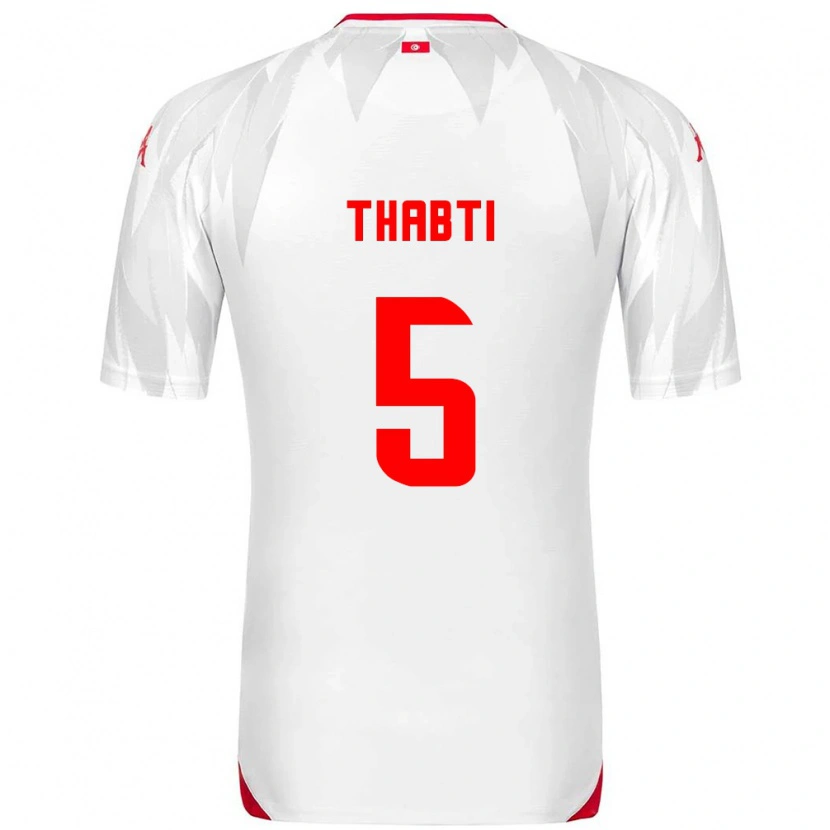 DanxenキッズチュニジアMoncef Thabti#5白 赤ホームシャツ26-28ジャージーユニフォーム