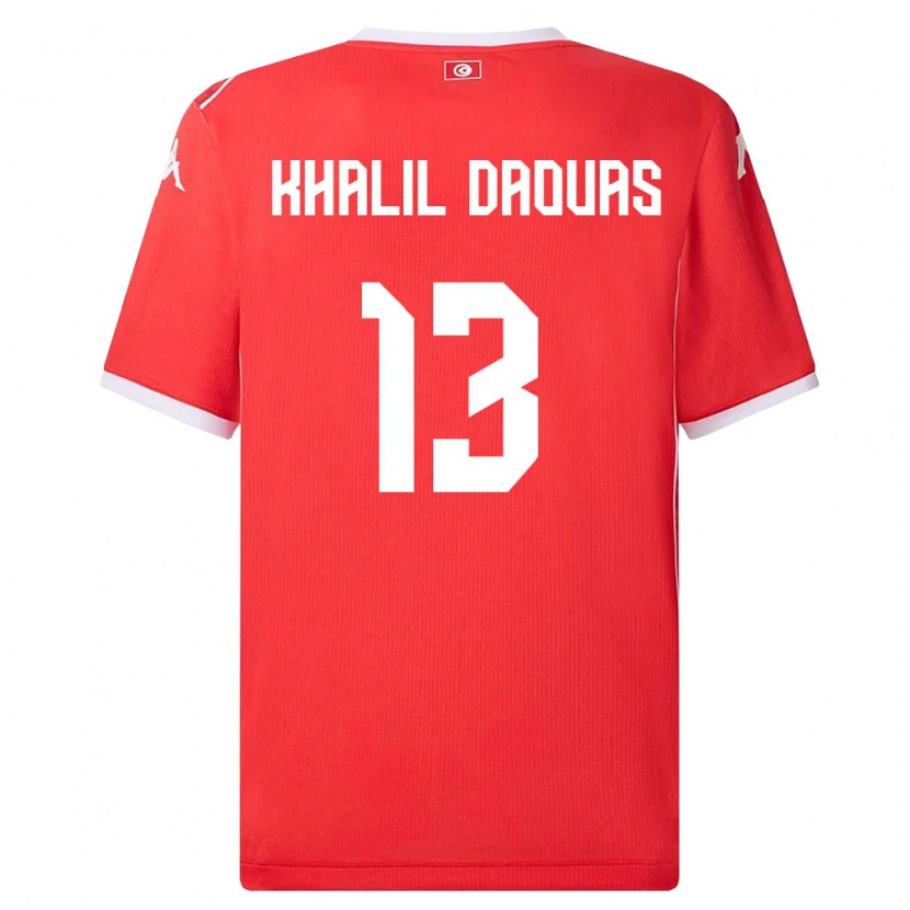 DanxenキッズチュニジアMohamed Khalil Daouas#13赤 白ホームシャツ26-28ジャージーユニフォーム