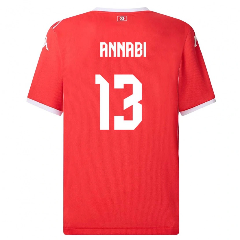 DanxenキッズチュニジアIlias Annabi#13赤 白ホームシャツ26-28ジャージーユニフォーム
