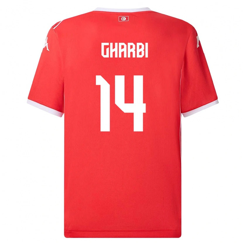 DanxenキッズチュニジアMoncef Gharbi#14赤 白ホームシャツ26-28ジャージーユニフォーム
