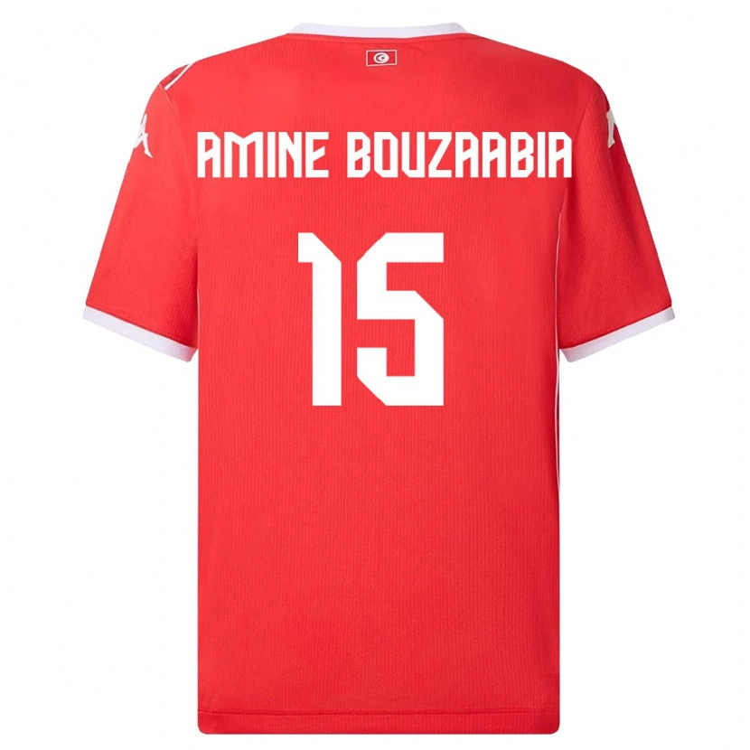 DanxenキッズチュニジアMohamed Amine Bouzaabia#15赤 白ホームシャツ26-28ジャージーユニフォーム