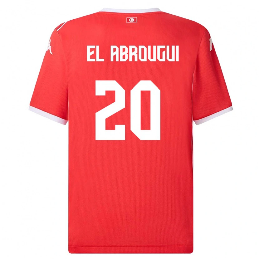 DanxenキッズチュニジアWassim El Abrougui#20赤 白ホームシャツ26-28ジャージーユニフォーム
