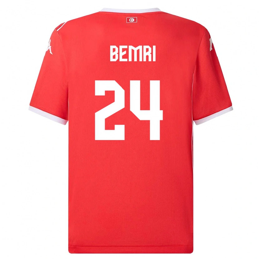 DanxenキッズチュニジアAhmed Bemri#24赤 白ホームシャツ26-28ジャージーユニフォーム
