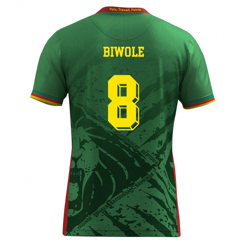 DanxenキッズカメルーンJoël Biwole#8緑 黄 赤ホームシャツ26-28ジャージーユニフォーム