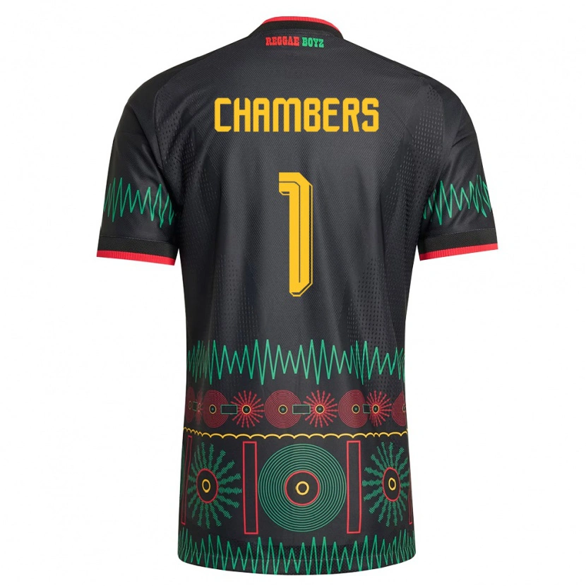 DanxenキッズジャマイカTafari Chambers#1黒 赤 黄アウェイシャツ26-28ジャージーユニフォーム