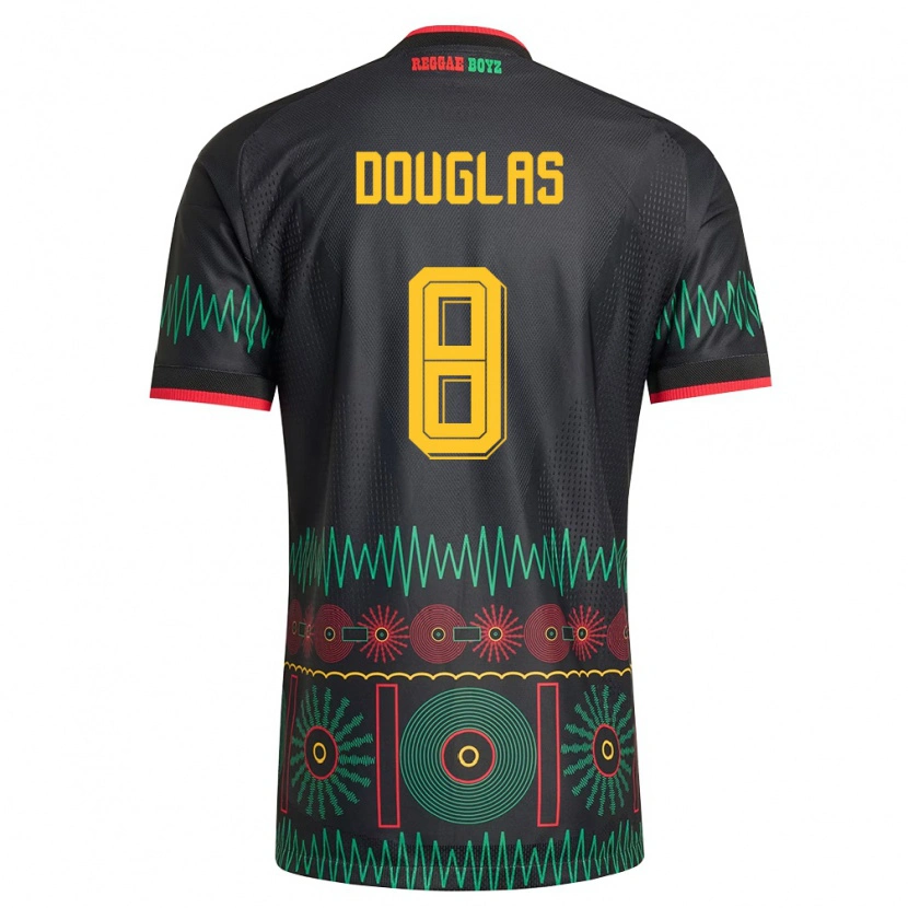 DanxenキッズジャマイカJaheem Douglas#8黒 赤 黄アウェイシャツ26-28ジャージーユニフォーム