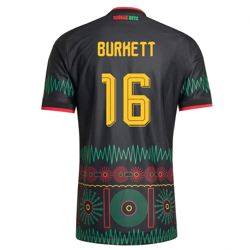 DanxenキッズジャマイカBrian Burkett#16黒 赤 黄アウェイシャツ26-28ジャージーユニフォーム