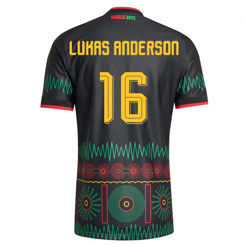 DanxenキッズジャマイカLukas Anderson#16黒 赤 黄アウェイシャツ26-28ジャージーユニフォーム
