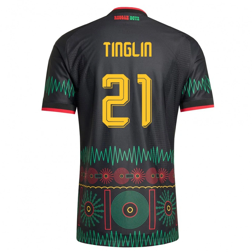 DanxenキッズジャマイカCarlyle Tinglin#21黒 赤 黄アウェイシャツ26-28ジャージーユニフォーム