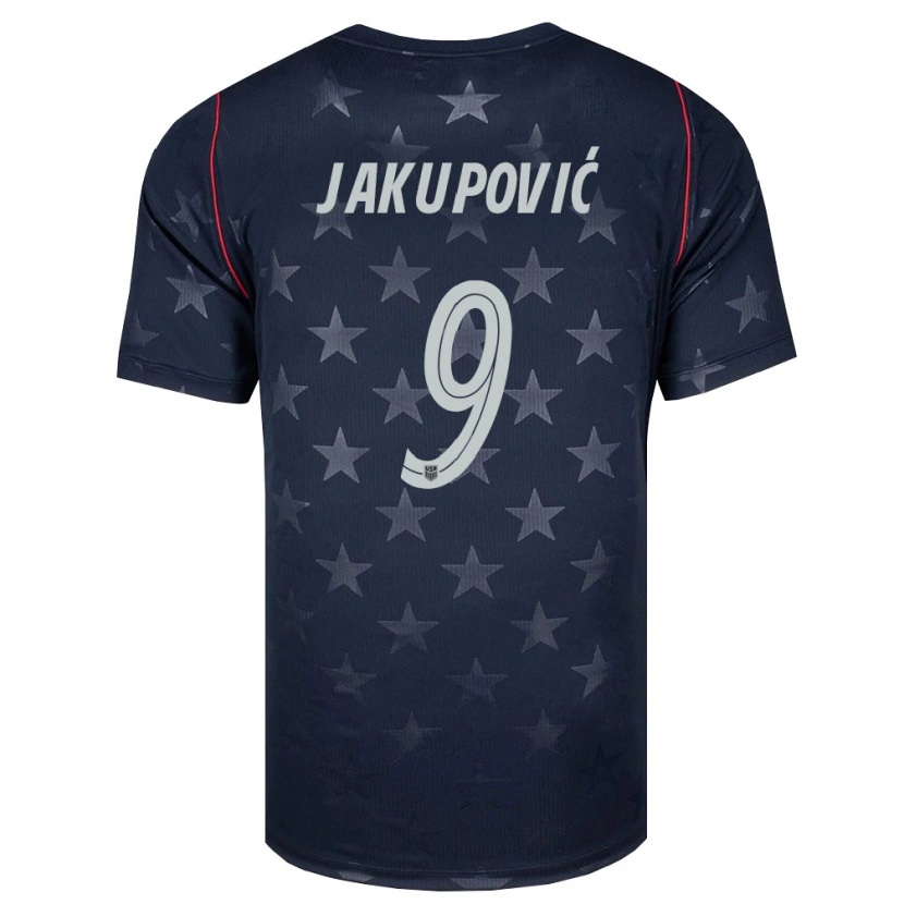 Danxenキッズアメリカ合衆国マリク・ジャクポヴィチ#9黒 白 赤アウェイシャツ26-28ジャージーユニフォーム