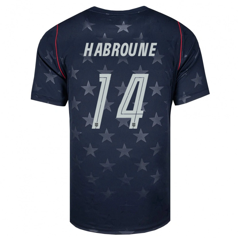 Danxenキッズアメリカ合衆国Taha Habroune#14黒 白 赤アウェイシャツ26-28ジャージーユニフォーム