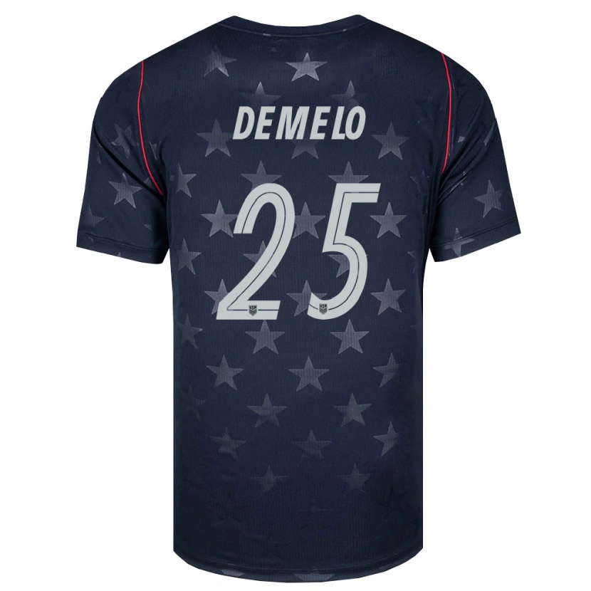 Danxenキッズアメリカ合衆国サバンナ・デメロ#25黒 白 赤アウェイシャツ26-28ジャージーユニフォーム