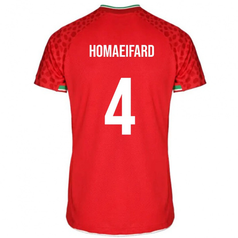 Danxenキッズイランアリレザ・ホマイファード#4赤 白アウェイシャツ26-28ジャージーユニフォーム