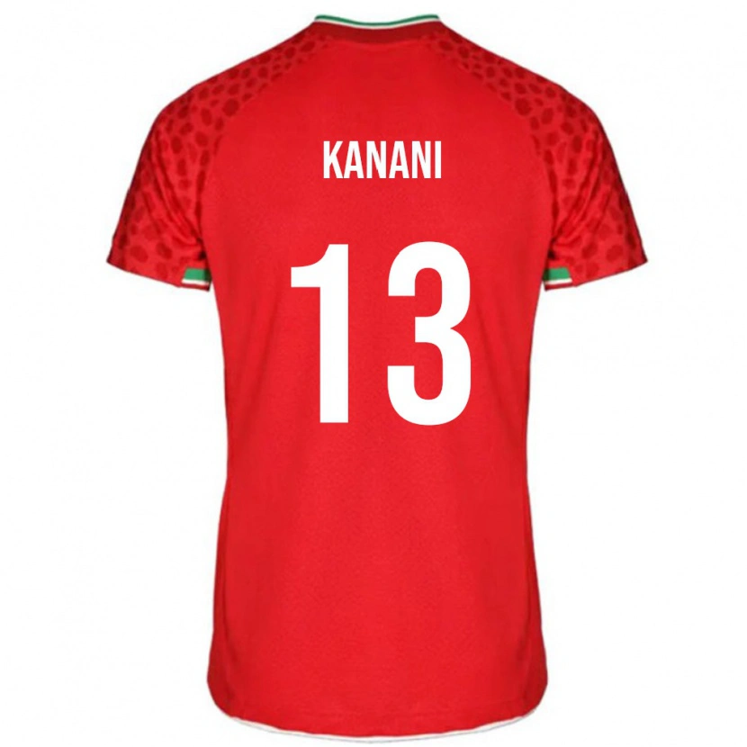 Danxenキッズイランホセイン・カナーニ#13赤 白アウェイシャツ26-28ジャージーユニフォーム