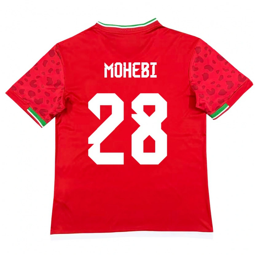 DanxenキッズイランMohammadmehdi Mohebi#28赤 白アウェイシャツ26-28ジャージーユニフォーム