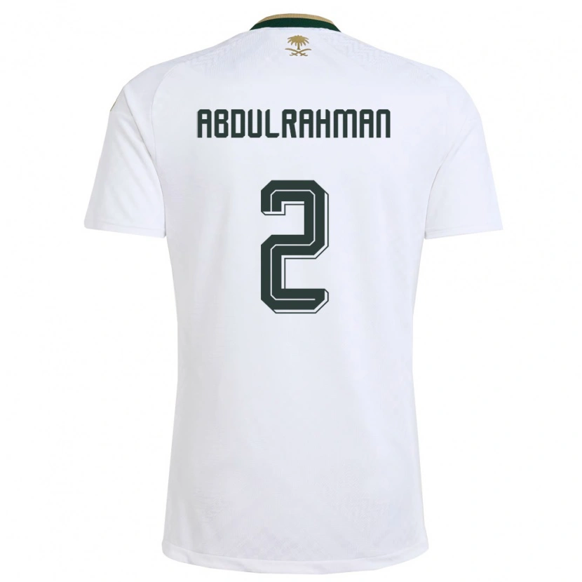 Danxenキッズサウジアラビアムハンマド・アブドゥッラフマーン#2白 緑 金アウェイシャツ26-28ジャージーユニフォーム