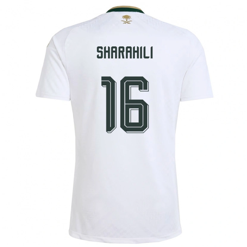 DanxenキッズサウジアラビアKhalid Mashhour Sharahili#16白 緑 金アウェイシャツ26-28ジャージーユニフォーム