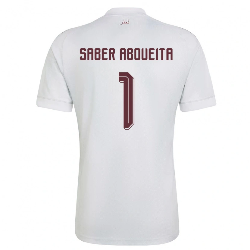DanxenキッズカタールAhmed Aboueita#1白 バーガンディアウェイシャツ26-28ジャージーユニフォーム