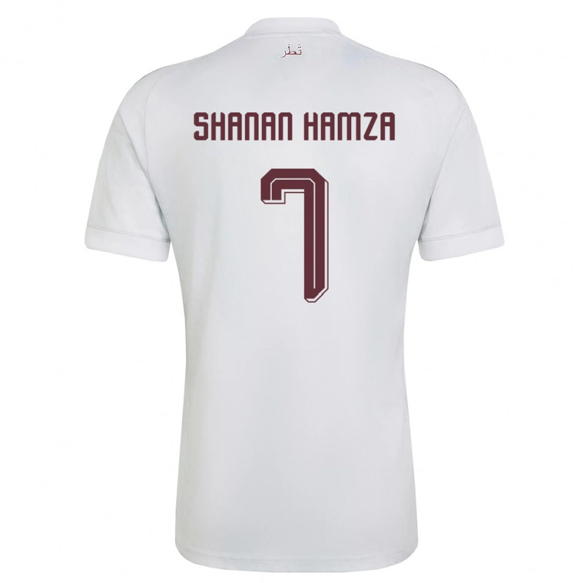 DanxenキッズカタールMubarak Shanan Hamza#7白 バーガンディアウェイシャツ26-28ジャージーユニフォーム