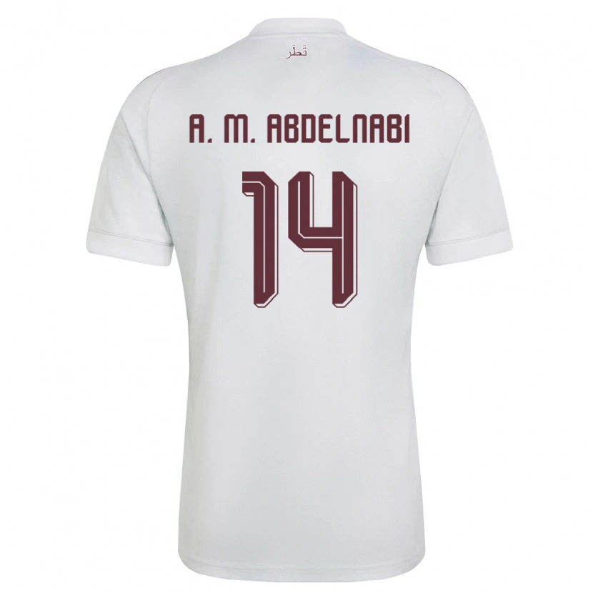 DanxenキッズカタールAsim Mohammed Abdelnabi#14白 バーガンディアウェイシャツ26-28ジャージーユニフォーム