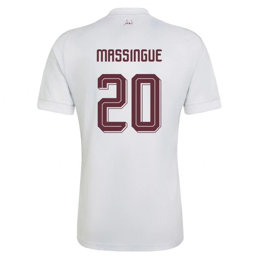 DanxenキッズカタールKelvin Massingue#20白 バーガンディアウェイシャツ26-28ジャージーユニフォーム