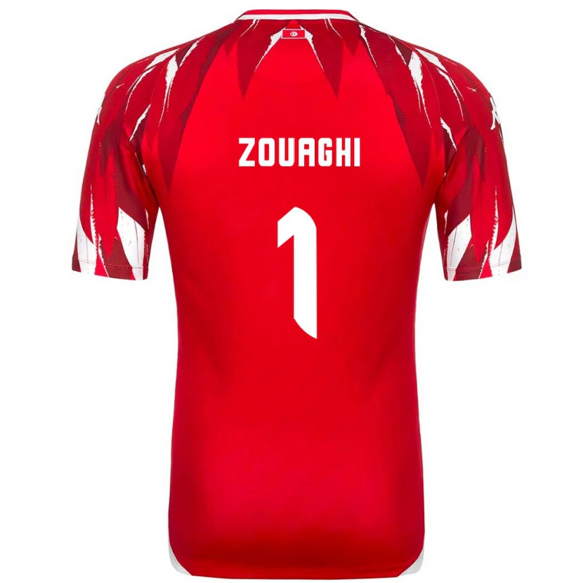 DanxenキッズチュニジアThomas Zouaghi#1赤 白アウェイシャツ26-28ジャージーユニフォーム