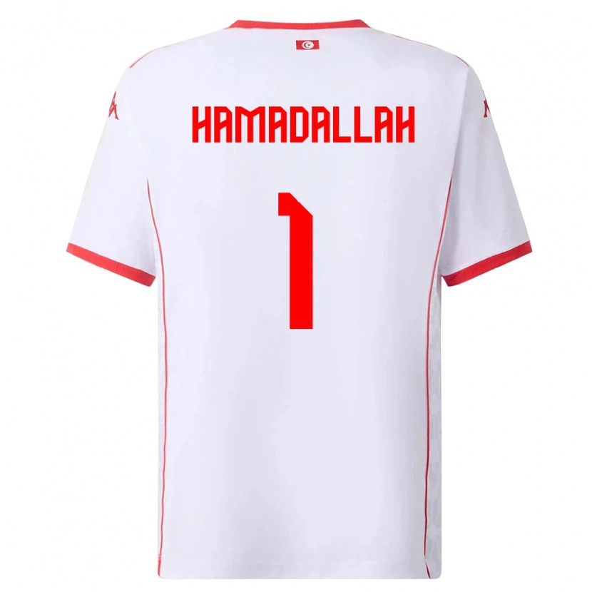 DanxenキッズチュニジアMarouane Hamadallah#1白 赤アウェイシャツ26-28ジャージーユニフォーム