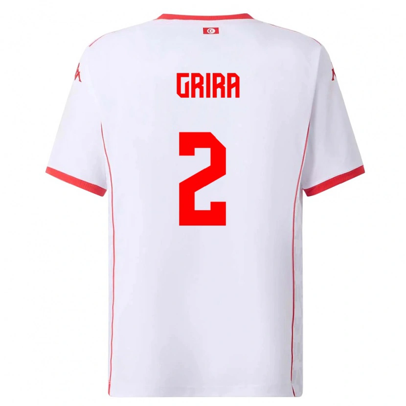 DanxenキッズチュニジアAyoub Grira#2白 赤アウェイシャツ26-28ジャージーユニフォーム