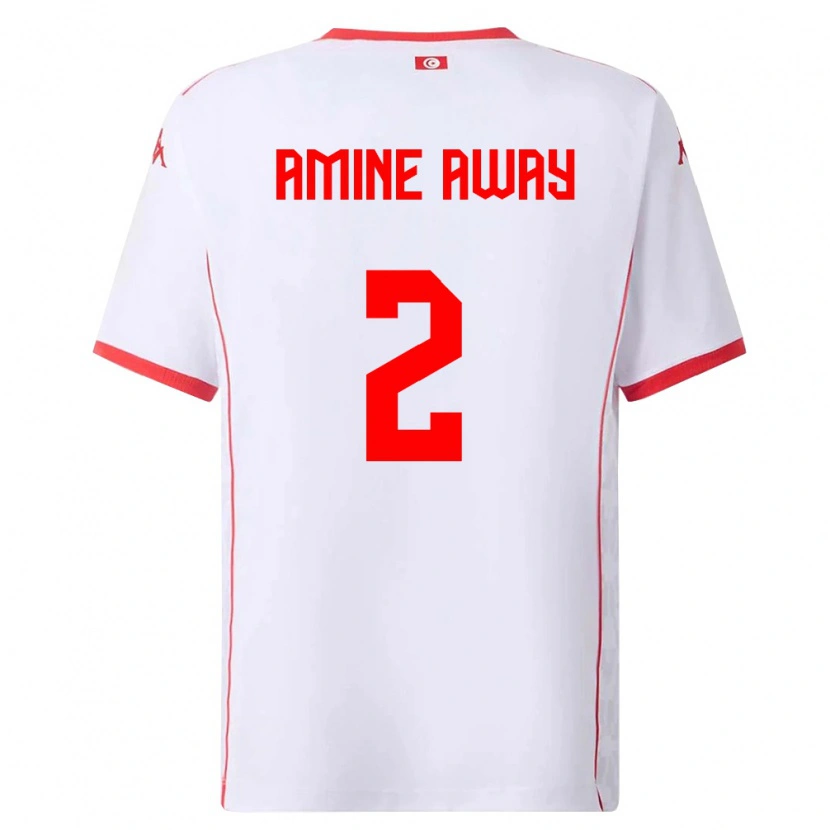 DanxenキッズチュニジアMohamed Amine Away#2白 赤アウェイシャツ26-28ジャージーユニフォーム