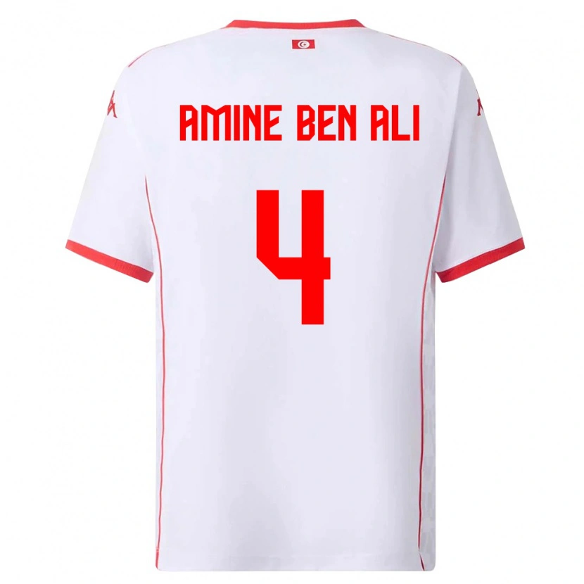 DanxenキッズチュニジアMohamed Amine Ben Ali#4白 赤アウェイシャツ26-28ジャージーユニフォーム