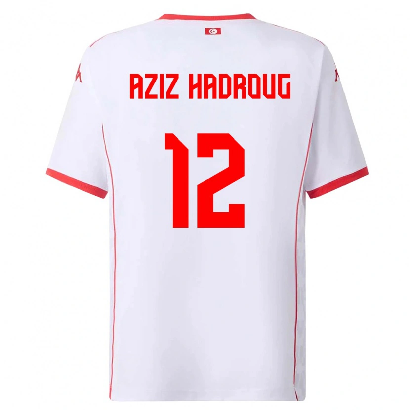 DanxenキッズチュニジアMohamed Aziz Hadroug#12白 赤アウェイシャツ26-28ジャージーユニフォーム